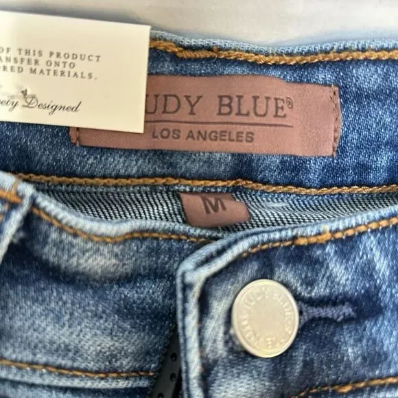 Judy Blue NWT High Waist Raw Hem Denim Shorts Size Medium Style #15277 - Picture 3 of 6